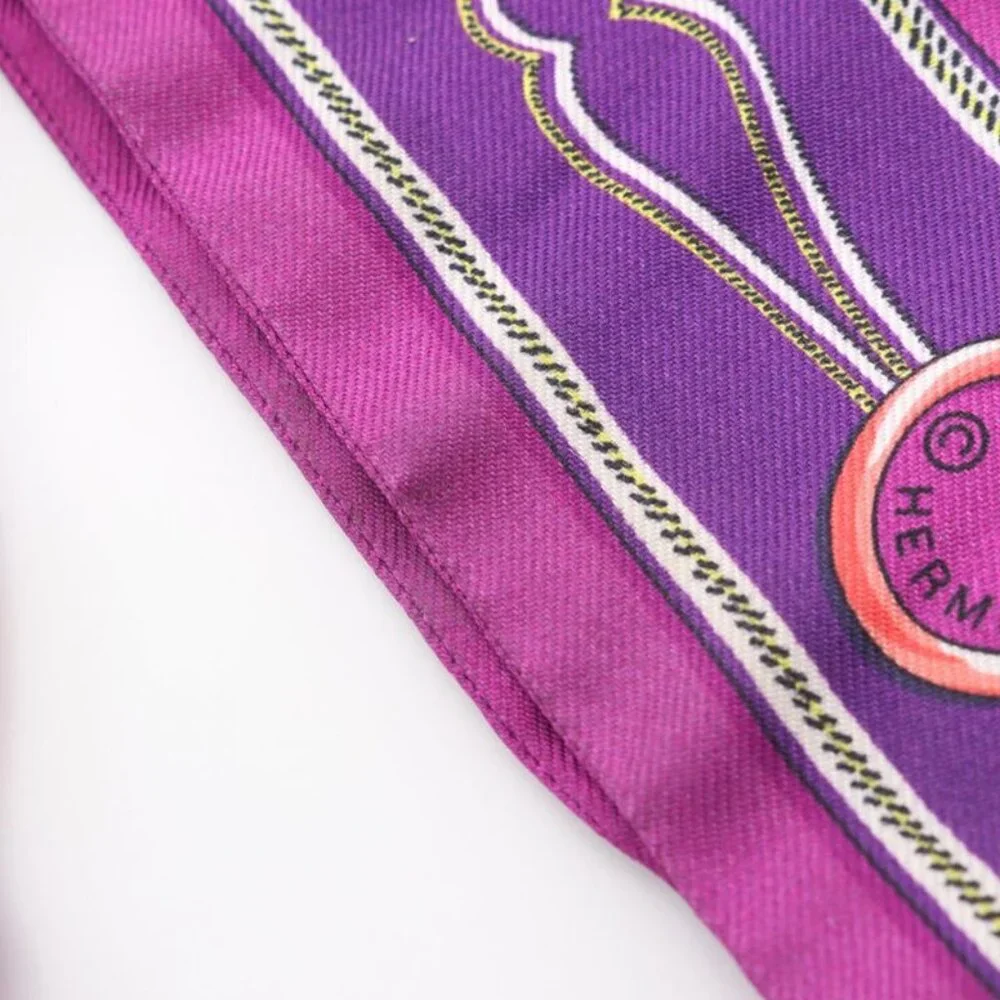 Hermes Scarf Twill Maillons Silk Purple Multi-color - Picture 8 of 9